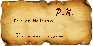 Pikker Melitta névjegykártya